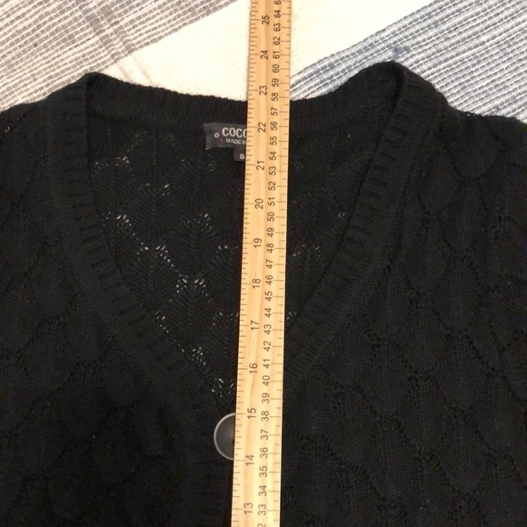 Coccole Womens Short Sleeve Cardigan Sz S Black Scalloped Knit Merino Wool Blend - Picture 9 of 9